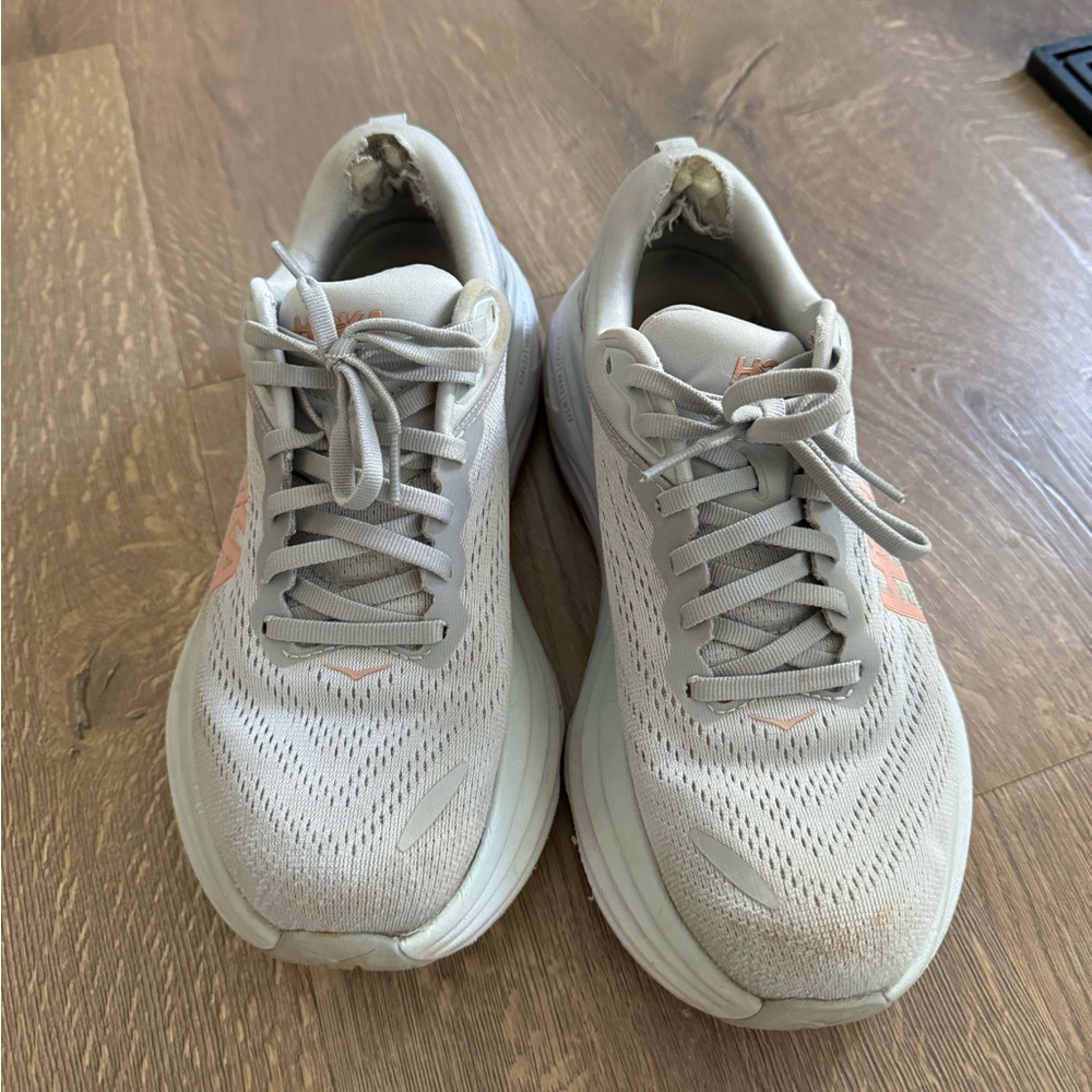 Hoka One One BONDI 8 Women's Running Shoes - Light Gray